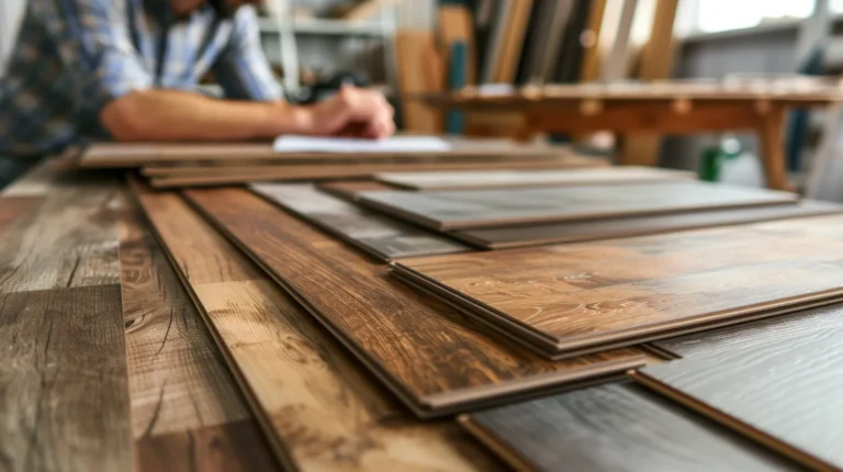 sitting at a desk consulting with a flooring expert