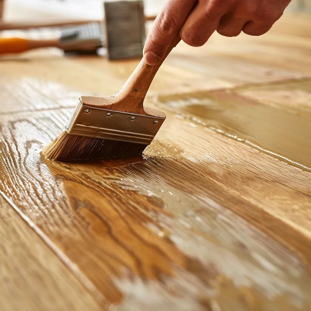How to Restore Hardwood Floors in Older Decatur Homes Without Damaging Them 9 Applying eco-friendly low-VOC finish to hardwood floors, emphasizing sustainable restoration practices